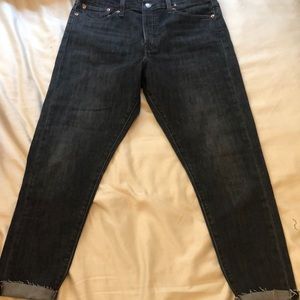 Levi’s Wedgie Skinny Button Fly Raw Hem Black Jean